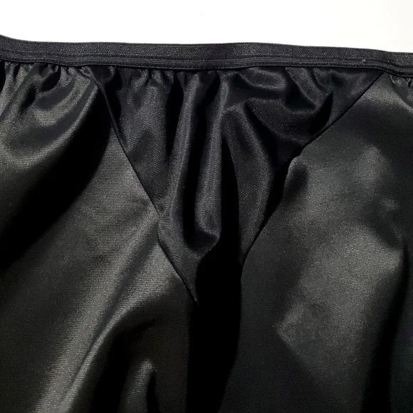 vtg VANITY FAIR Long Half Slip Skirt BLACK SATIN MAXI Nylon Lingerie USA MEDIUM - Picture 4 of 6